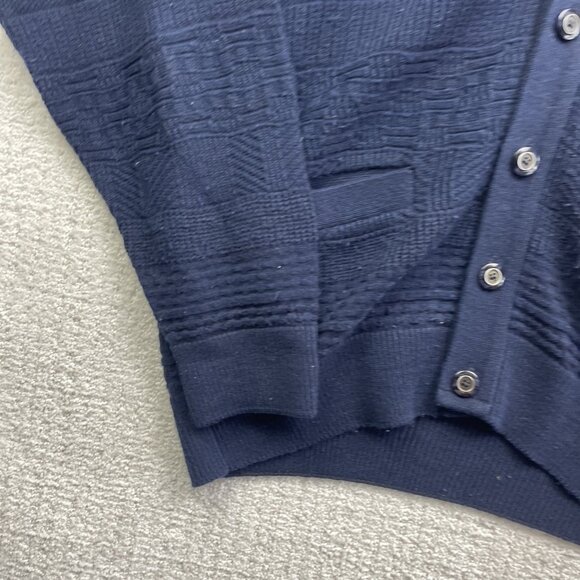 VTG Sweater Men M Blue Cooper Wool Blend Cardigan Grandpa Button 90s Canada Made - Picture 6 of 16